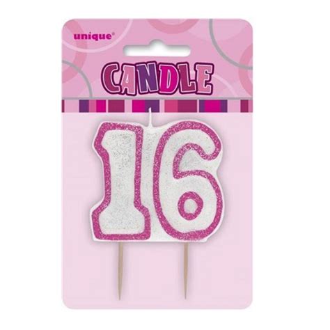 Pink Glitz Number 16 Candle 16th Birthday Cake Candles | Candles | Love Kates