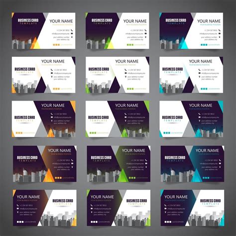 Set of Business Card with Various Alternate Colors 695295 Vector Art at ...