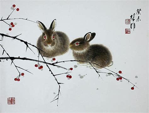 CHINESE PAINTING OF RABBITS - Oct 14, 2012 | Artingstall Auctioneers 1874 in CA