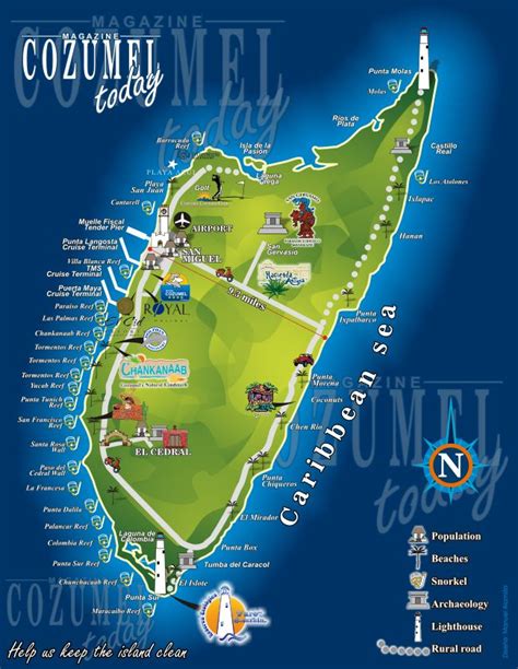 Cozumel map in 2019 | Cozumel map, Cozumel diving, Cozumel