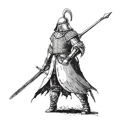 Premium AI Image | a drawing of a knight with a sword and shield.