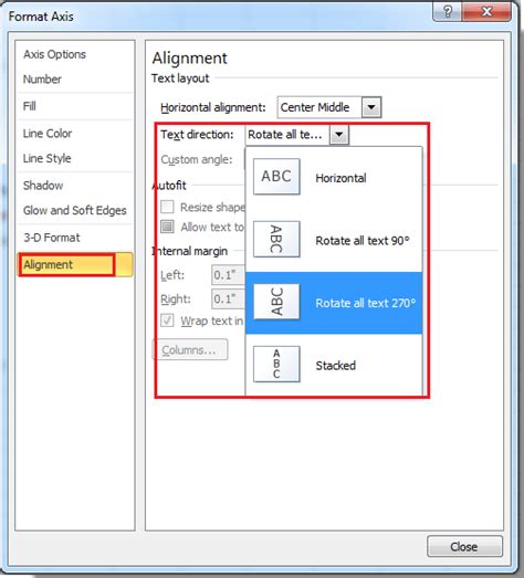 How to rotate axis labels in chart in Excel?