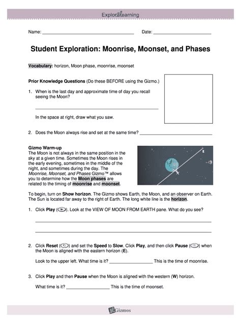 Moonrise Moonset and Phases Gizmo Answer Key | airSlate SignNow