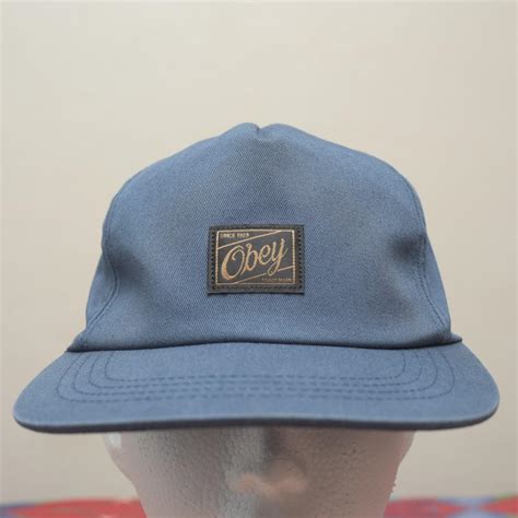 Obey Cap Hat Adjustable Blue front logo Overall... - Depop