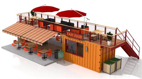 Shipping Container Fast Food - 3D Model by zyed