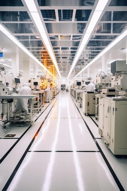 Premium AI Image | wide shot inside advanced semiconductor production ...