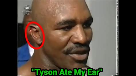 Evander Holyfield Post Fight Interview After Mike Tyson Bit His Ear ...