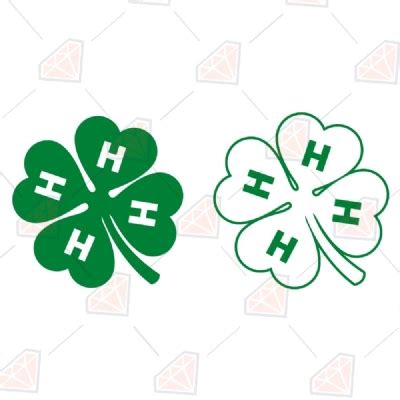 4-H Clover SVG File, Shamrock 4 Leaf with H SVG | PremiumSVG