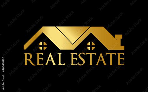 Modern Gold Real Estate Logo Design Illustration Stock Vector | Adobe Stock