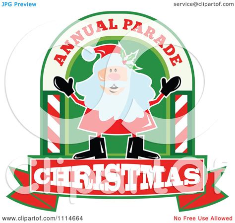 Clipart Happy Santa In An Arch With Annual Parade Christmas Text ...