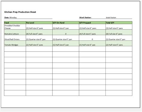 Prep List Template Excel