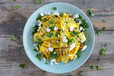 Grilled Yellow Squash with Feta and Cilantro - Eating Made Easy