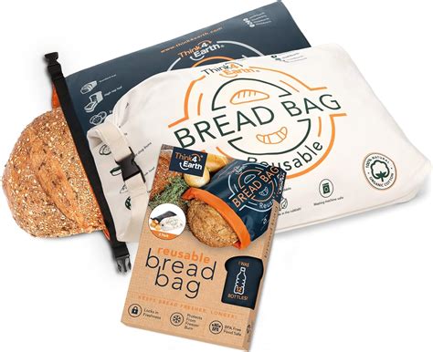 Amazon.com: Think4Earth - (2 Pack) Bread Bag - Reusable freezer bread bag for homemade bread ...