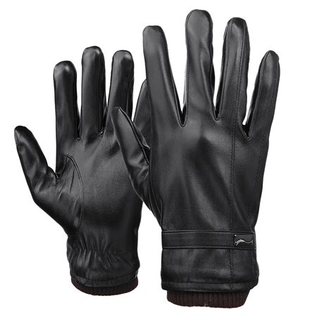 Mens Touch Screen Gloves PU Leather Winter Warm Waterproof Fleece Lined Thermal – Alexnld.com