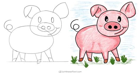 How to draw a pig in an easy cartoon style - Let's Draw That!