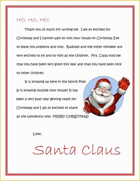 Free Printable Letter From Santa Template Of Letter to Santa | Heritagechristiancollege