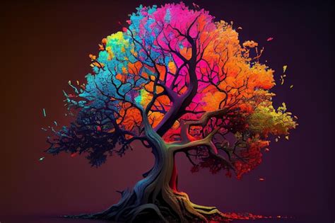 Premium AI Image | A colorful tree with the colors of the rainbow.