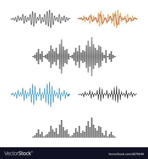 Waveform shape soundwave audio wave graph set Vector Image