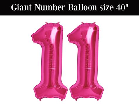 GIANT Number 11 Balloons Hot Pink Jumbo 11 Balloons 11th Birthday Balloons - Etsy