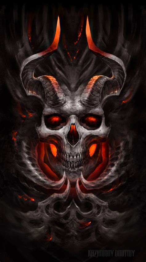 Demon by Kazimirov Dmitriy on ArtStation. Skull Art Drawing, Skull ...