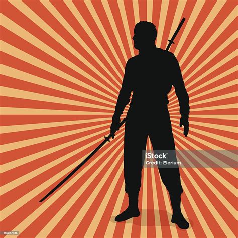 Dual Sword Ninja Silhouette Stock Illustration - Download Image Now - In Silhouette, Samurai ...