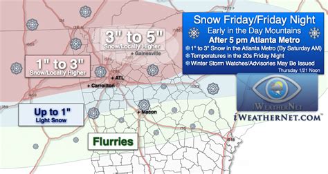 Snow Forecast for Atlanta Friday night – iWeatherNet