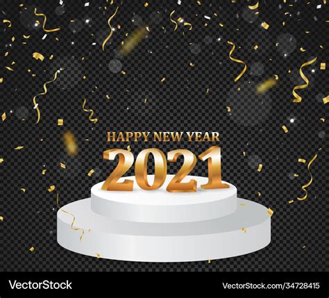 Happy new year banner with gold confetti Vector Image