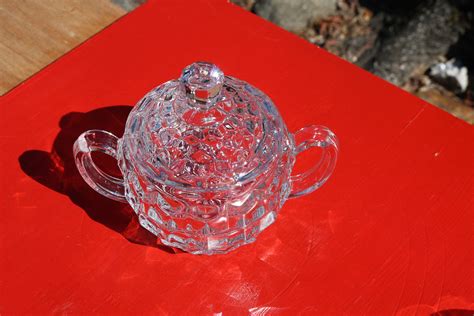 Vintage Clear PRESSED GLASS Sugar Bowl and Creamer in A - Etsy