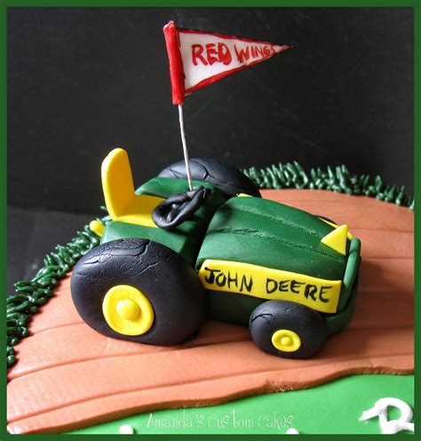 Amanda's Custom Cakes: John Deere Tractor cake and bouquet of flowers