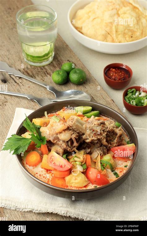 Soto Tangkar, Traditional Beef Ribs Cooked in Coconut Milk Soup from Betawi, Jakarta, with Rich ...