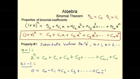 Algebra properties of binomial coefficients property-1 - YouTube