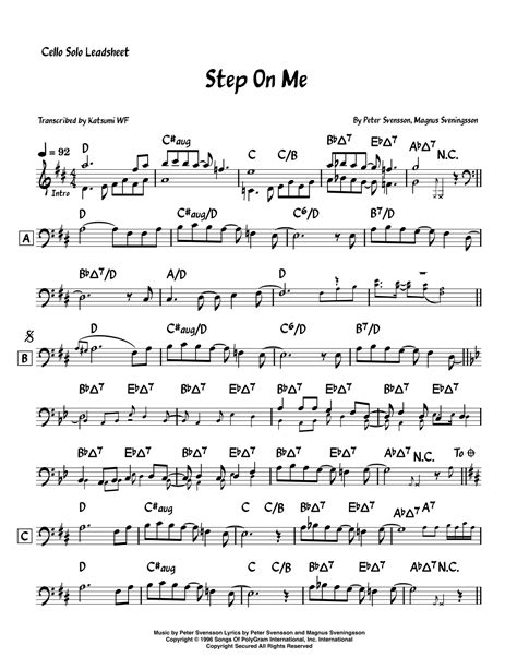 Step On Me (arr. Katsumi WF) Sheet Music | The Cardigans | Cello Solo