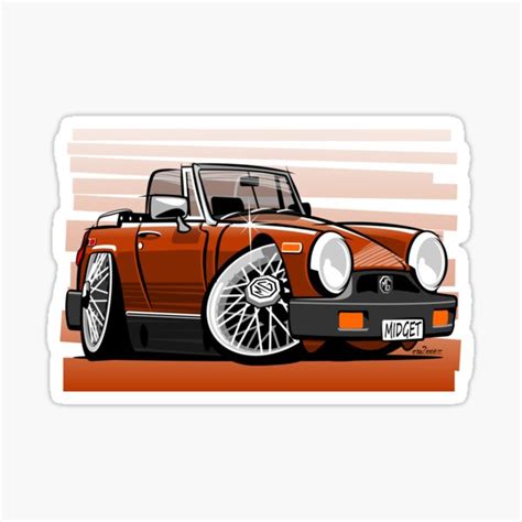 "MG Midget 1500 US spec caricature brown" Sticker for Sale by car2oonz ...