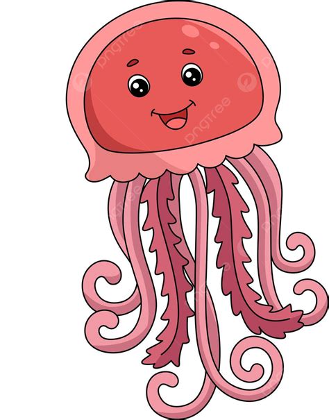 Jellyfish Cartoon Colored Clipart Illustration Wildlife Drawing Fish ...