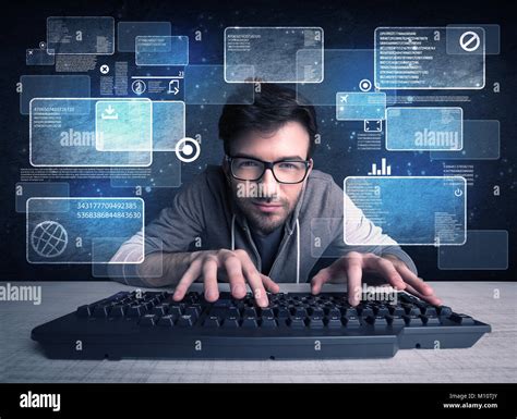 Computer geek typing on keyboard hi-res stock photography and images - Alamy