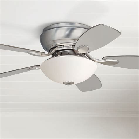 44" Casa Vieja Modern Hugger Ceiling Fan with Light LED Brushed Nickel Reversible Silver White ...