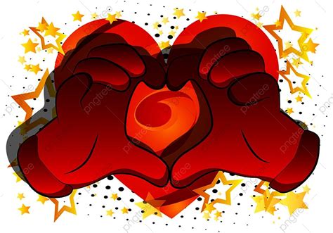 Heart Hand Gesture Vector Hd PNG Images, Vector Cartoon Hands Showing ...