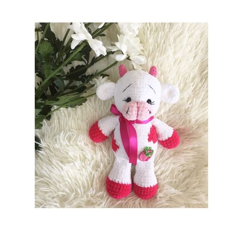 Strawberry cow plush Plushie pink cow Stuffed cow gifts | Etsy