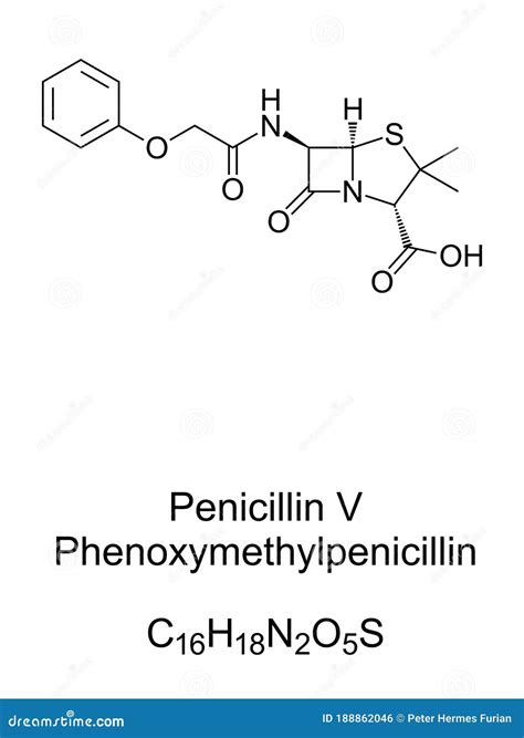 Structure Chimique De Formule Et Phenoxymethylpenicillin Squelette De ...