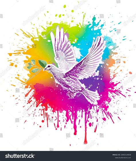 Dove Peace Watercolor Splash Vector Rainbow Stock Vector (Royalty Free ...