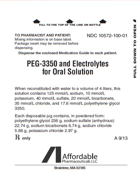 PEG-3350 and Electrolytes (Affordable Pharmaceuticals, LLC): FDA Package Insert