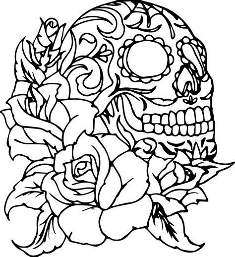 Skull And Roses Coloring Pages at GetDrawings | Free download