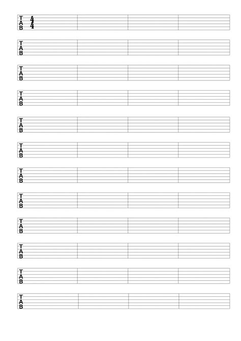 Blank Guitar, Ukulele and Bass Sheet Music For Hand Writing Guitar Tab or Chord Charts – Free ...