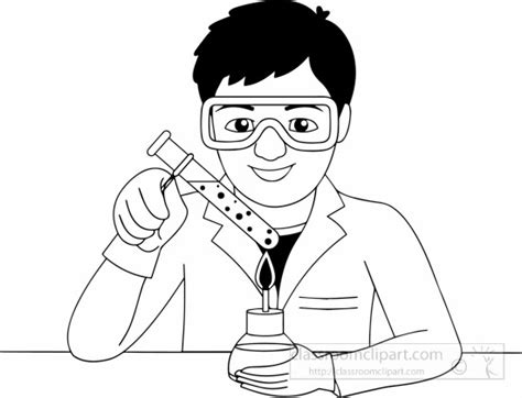 Science Clipart- boy-holding-test-tube-on-flame-in-science-lab-science-outline-clipart ...