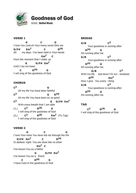 GOODNESS OF GOD... - Praise and Worship Chords & Lyrics