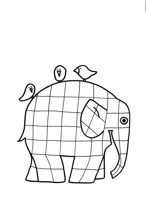 "Lines Across": Elmer the Patchwork Elephant coloring page Library Lessons, Art Lessons ...