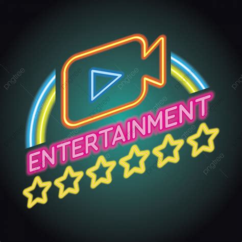 Movie Cinema Entertainment Logo With Neon Sign Effect Vector Illustration, Movie, Movie Icons ...