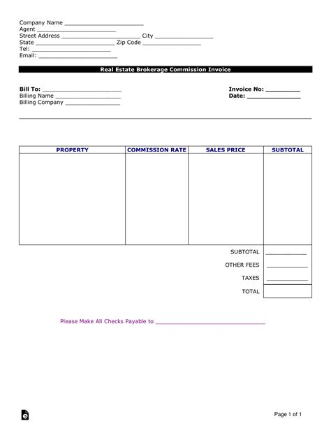 Free Real Estate Agent Commission Invoice Template Pdf Word Invoice ...