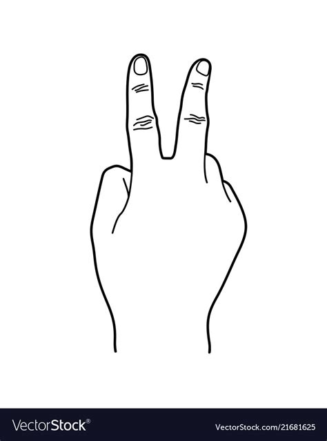 Hand gesture number 2 or two sign Royalty Free Vector Image