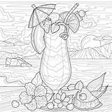 Cocktail With Fruits By The SeaColoring Book Antistress For Children  sketch template
